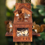 MIXUMON Wood Squirrel Feeder, Squirrel Feeders for Outside Winter, Wooden Chipmunk Feeder for Corn, Peanuts, Durable Box Easy to Fill with Removable Top Panel