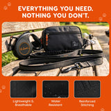 Retractable Hands Free Dog Leash with Zipper Storage Pouch - 3-Piece Bungee Running, Walking & Hiking Leash with Waist Belt - Release Clip, One Button Lock - Reflective Stitching for Medium Large Dogs