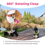 LEOSASA Double Dog Leash - No Tangle Splitter for Two Dogs, Coupler with Adjustable Long Lead Rope, Dual Control Handles, Retractable No Pull Bungee, Walk Train Small Medium Large 2 Pets (Fuchsia)