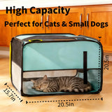 Cat Dryer, 20.5" x 15.7" x 20.5" Foldable Pet Dryer Box, Prevents Post-Bath Fur Scattering, Scratching and Biting Owner, for Cats and Small to Medium Dogs (Green)