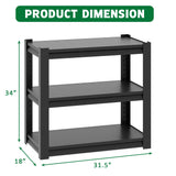 ZENITHLIVING 3-Tier Aquarium Stand, Heavy Duty Metal Fish Tank Rack, 31.5x18x34 Inches, Adjustable Shelves, Waterproof Black Storage Unit, 660 lbs Capacity
