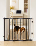 No Pawblems Retractable Safty Gate, Metal Adjustable Dog Gate for Doorways, Stairs & Hallways, Expands to 38" Wide, Auto Retract Design, No Bottom Bar, Black