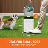 Sliq Small Dog Poop Trash Can Outside, 1.3 Gal Plant Trash Can with Lid Metal Dog Waste Bin, Poop Bucket Outdoor with Lid, Pet Waste Bin, Poo Waterproof Container Backyard Odor Control, 30 Bags