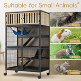 Fragess Metal Large Guinea Pig Cages 5 Levels, 50.0" H Rolling Ferret Cage with Removable Ramps & Double Door, Cage with Locker, Squirrel Cage Christmas Decoration Pet Crate Furniture