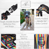 Lucky Love Dog Bundle - Large No Pull Dog Harness & Adjustable Collar, in Stylish Hippie Pattern, Durable & Comfortable for Pet Dogs, Suitable for Puppies & Adult Dogs