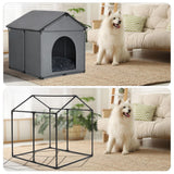 Medium Dog House Soft Indoor (Int 26x24x20in/Ext 28x26x28in) for Beagle, Shiba Inu, Boston Terrier, Cocker Spaniel, Medium Pet House with Soft Cushion, Oxford Fabric, Gray