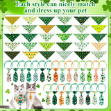 Reginary 108 Pcs St. Patrick's Day Dog Bandanas Bulk with Neck Ties Set Washable Adjustable St. Patrick's Day Dog Kerchief Scarf and Bow Tie Green Shamrock Triangle Costume Bibs for Medium Small Pet