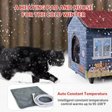 Elevated Base Heated Cat House for Outdoor,Heated Kitty House for Outside in Winter Blue