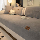 MDSASFD Sherpa Fleece Sofa Cover, Plush Sherpa Fleece Sofa Couch Covers, Funny Fuzzy Couch Covers, Sectional Non Slip Sofa Slipcover Furniture Protector for Pets, Light Grey(36"x 47"), Only 1 Pcs