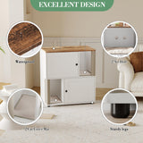 Garvee Cat Litter Box Enclosure for 2 Cats, Double Hidden Litter Box Furniture Cabinet with 2 Scratch Mat and Scratch Post, Modern Farmhouse Wooden Enclosed Cat Washroom, End Side Table