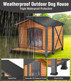 MEDEHOO Extra Large Heated Dog House Outdoor Dog House Insulated for Winter with Heating Pad Full Iron Frame Asphalt Roof for Backyard Garden