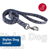 Coastal - Styles Dog Leash - Vibrant and Trendy Dog Leash - Black Skulls Print - 5/8” x 6’