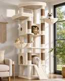 Globlazer Extra Large Heavy Duty Cat Tree, 80in Tall Sturdy Cat Tree Tower for Multiple Indoor Cats Large Adult with Scratching Posts, 2 Spacious Condos with Padding, 2 Soft Perches, S80C, Beige