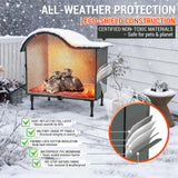 Extra L Large Heated Cat House for Outside,Outdoor Weatherproof Insulated Cat House,Upgraded Elevated Warm Cat Shelters for Winter with Heat Pad,Eaves&Escape Door Collaspable Multiple Ferals Warming