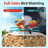 birdsnap® TUC Bird Feeder with Camera 2K HD, Solar Panel 32GB Card 4-in-1 Perch, 160°View Auto Detect & Notify AI Identify Video Bird Camera Wireless Outdoors Ideal Gift for Birds Lover