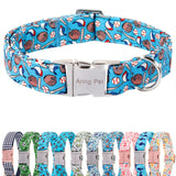 ARING PET Baseball Dog Collar, Cute Spring Summer Blue Heavy Duty Doggy Collars with Metal Buckle for Puppy Small Medium Large Boy Male Dogs-XS