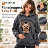 AAMMZZ Hoodie with Dog Pouch, Larger Adjustable Opening for Small Dogs (Orange,Large)