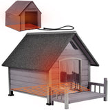 Aivituvin Heated Dog House Outdoor 45" Large Dog Kennel with Metal Frame Insulated Indoor Dog Cage for Small Medium Large Dogs with Heater and Insulated Liner Grey