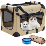 Petprsco Portable Collapsible Dog Crate, Travel Dog Crate 24x17x17 with Soft Warm Blanket and Foldable Bowl for Large Cats & Small Dogs Indoor and Outdoor