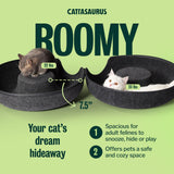 Peekaboo Cat Cave Donut for Multiple & Large Cats up to 30-45 lbs, 3-in-1 Self Warming Cat Bed, Tunnel & Scratcher for Indoor Cats, Washable & Detachable Small Dog Bed (Dark Gray, Large)
