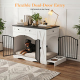 IHUESHO 43.3" Furniture Style Dog Crate with 3 Storage Drawers, Heavy Duty Wood Pet Kennel with Removable Feeder, Modern End Table Dog House with Dual Doors for Large Dogs (41-70 lbs) (Black)