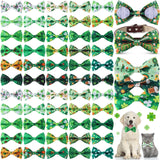 Sanwuta 60 Pcs St. Patrick's Day Dog Collar Bow Ties Bulk Shamrock Pet Bow Tie Pet Accessories Detachable Collar Charms for Small Medium Large Dogs Cat Grooming Supplies Costume