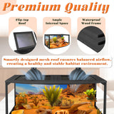 PROLEE Bearded Dragon Tank, Curved Reptile Enclosure with 3-Side Clear Acrylic Panels, Spacious Lizard Tank with Metal Mesh Top and Lockable Door for Reptile Habitat (Black, 48" Length,80 Gallons)