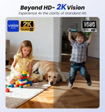 Veise 2K Indoor Security Camera 2.4GHz, 360° Pan/Tilt Pet Camera with Motion Tracking, Baby Monitor, 2-Way Audio, Night Vision, Cloud/SD Storage, Compatible with Voice Assistant, White