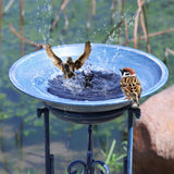 SMQLJXC Multifunctional Solar Bird Bath for Outside, Metal Birdbath Stand and Solar Fountain Bird Bath Bubbler Combo Set, Solar Birdbaths for Outdoors Garden Lawn Yard Decor（Blue）