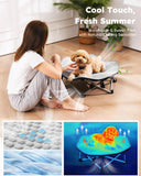 Pecute Foldable Elevated Dog Bed with Sturdy Wire Frame,Portable Folding Pet Cot for Small Dog,Breathable Outdoor Dog Bed with No-Slip Feet & Cooling Mat,Chew-Proof,Travel,Patios, Outdoor,Indoor,M