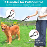 PetBonus Two Handles Dog Leash, 5FT Pet Rope Leash with Quick Release Clip
