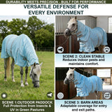Gallopoff Summer Horse Fly Sheet with Detachable Neck & Belly Wrap, Breathable Fine Mesh Sweet Itch Protection for Stable & Pasture Turnout, Biting Defense & All-Day Comfort Shield Cyanblue 75"