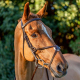 Equinavia Saga Adjustable Padded Fancy Stitched Figure 8 Bridle with Reins - Chocolate Brown - Horse