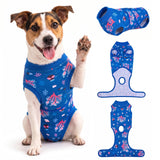 PetWarm Dog Bodysuit, Recovery Suit for Dogs, Underwater World, Blue, XS