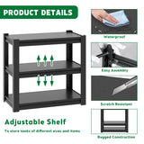 ZENITHLIVING 3-Tier Aquarium Stand, Heavy Duty Metal Fish Tank Rack, 31.5x18x34 Inches, Adjustable Shelves, Waterproof Black Storage Unit, 660 lbs Capacity