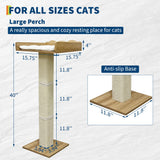 GarveeLife Cat Window Perch with Tall Scratching Posts and 2 Platforms, 40 in Sisal Climbing Tree Hammmock with Suction Cups, 2 Install Ways, Cats Window Bed with Removable Cushion
