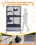 Garvee Metal Small Animal Cage,64 in H Ferret Cage for Small Animals - 4 Tier Large Hamster Cage with Removable Ramp, Hammock, Extra Storage Stand,Removable Tray for Ferret, Chinchilla, Hamster