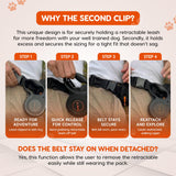 Retractable Hands Free Dog Leash with Zipper Storage Pouch - 3-Piece Bungee Running, Walking & Hiking Leash with Waist Belt - Release Clip, One Button Lock - Reflective Stitching for Medium Large Dogs