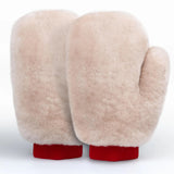 Gracefur Ultra-Soft Sheepskin Grooming Mitts for Horses – 2-in-1 Lambswool Applicator Wipe Mitt for Tack, Saddle & Boot Cleaning, Leather Care – Perfect Washing Gloves for Sensitive Horses(Pink)