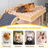 BESNEW Enlarged Guinea Pig Hammock with Platform and Stairs,Wooden Small Animal Hideout for Guinea Pigs Bunny Ferret Hamster Hiding Sleeping Activities(Single)