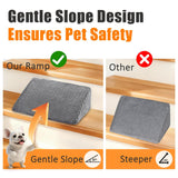 Dog Stair Ramp for Small Dogs & Cats – Non-Slip Pet Stair Wedge with Gentle Slope, High-Density Foam Ramp for Senior Pets, Washable Cover & Secure Adhesive Pads (Gray, 1 Pack)