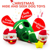 lilfrd Christmas Dog Toys, Dog, Xmas Christmas Tree, Santa Claus Dog Toys Hide and Seek Puzzle Squeaky Plush Rope Chew Fetch Brain Stimulating Toy Presents for Small Medium Dogs