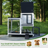 Bunny Hutch Indoor Rabbit Cage Outdoor 2-Story Rabbit House with Urine Guards and 2 Removable Tray for Small Animals