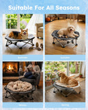 Pecute Foldable Elevated Dog Bed with Sturdy Wire Frame,Portable Folding Pet Cot for Small Dog,Breathable Outdoor Dog Bed with No-Slip Feet & Cooling Mat,Chew-Proof,Travel,Patios, Outdoor,Indoor,M