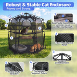 Catio Outdoor Cat Enclosure Pop up Cat Tower Tent Cat Playpen w/Breathable Mesh Portable Catio Kitten Pet Animal Play Pen Indoor Enclosed Kitty Patio Balcony Camping(Hexagonal,XL)