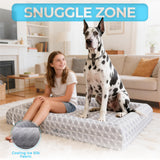 Big Paws Cooling Orthopedic Dog Bed for XL & Senior Dogs + Enclosed Support, High-Density Memory Foam, Waterproof Liners, Washable Cover, Light Gray, XL
