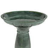 Sunnydaze Avignon Outdoor Ceramic Bird Bath - 18.75" H - UV- and Frost-Resistant - Pedestal Design - Green Mist