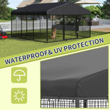 Petony 354" x 118" Large Outdoor Dog Enclosure,Heavy Duty Dog Cage with Roof,Galvanized Steel Dog Kennel Fence with Double Safety Locks