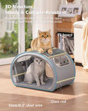 Pecute Cooling Cat House, with Cooling Mat for Small Dogs, Indoor Cat Bed with Insulation and 6 ice Packs Cooling for Cat and Dog, Foldable Outdoor Cat House for Hot Summer Days, M, Gray