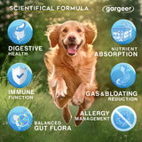 Gargeer Daily Probiotics & Prebiotics for Dogs. Supports Healthy Digestion, Gut Flora & Proper Immune System. for All Dog Breeds & Ages, 60 Delicious Duck Flavored Soft Chews. Made in the USA. Enjoy!